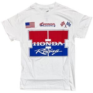Honda Racing Men's T-Shirt Track Time Short Sleeve Crewneck Tee in White